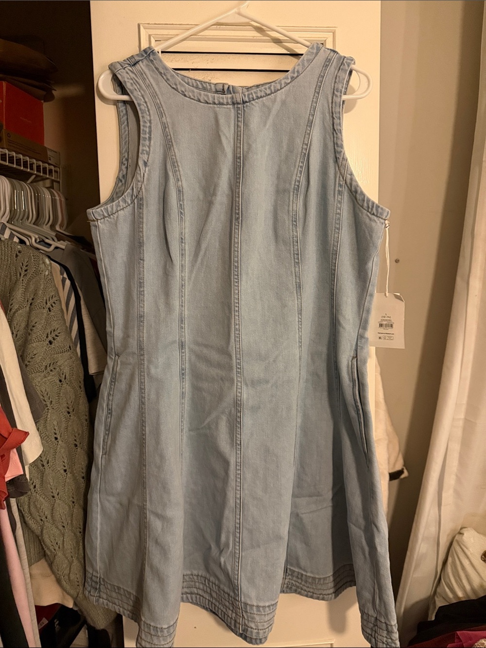 Sleeveless Light Blue Denim Mini Dress